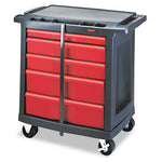 Load image into Gallery viewer, Five-drawer Mobile Workcenter, 32.63w X 19.9d X 33.5h, Black Plastic Top