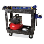 Load image into Gallery viewer, Service/utility Carts, Plastic, 2 Shelves, 500 Lb Capacity, 34.13" X 17.38" X 32.38", Black