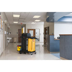 Load image into Gallery viewer, High-security Healthcare Cleaning Cart, Metal, 4 Shelves, 1 Bin, 22" X 48.25" X 53.5", Black