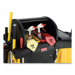 Load image into Gallery viewer, High-security Healthcare Cleaning Cart, Metal, 4 Shelves, 1 Bin, 22" X 48.25" X 53.5", Black