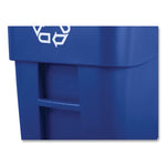 Load image into Gallery viewer, Square Brute Recycling Rollout Container, 50 Gal, Plastic, Blue