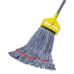 Load image into Gallery viewer, Web Foot Wet Mop Head, Shrinkless, Cotton/synthetic, Blue, Medium, 6/carton