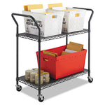 Load image into Gallery viewer, Wire Utility Cart, Metal, 2 Shelves, 400 Lb Capacity, 43.75" X 19.25" X 40.5", Black