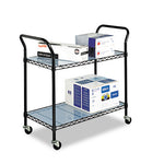 Load image into Gallery viewer, Wire Utility Cart, Metal, 2 Shelves, 400 Lb Capacity, 43.75" X 19.25" X 40.5", Black