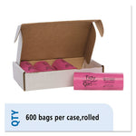 Load image into Gallery viewer, Feminine Hygiene Sanitary Disposal Bags, 4" X 10", Pink/black, 150 Bags/roll, 4 Rolls/carton