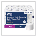 Load image into Gallery viewer, Coreless High Capacity Bath Tissue, 2-ply, White, 750 Sheets/roll, White, 36/carton