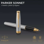 Load image into Gallery viewer, Personalized Parker Sonnet Rollerball Pen – Stainless Steel & 23K Gold | Engraved Parker Pen | Luxury Executive Gift