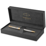 Load image into Gallery viewer, Personalized Parker Sonnet Ballpoint Pen, Engraved Stainless Steel Gold Trim, Executive Gift Box