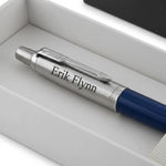 Load image into Gallery viewer, Personalized Parker Jotter Ballpoint Pen, Royal Blue Lacquer, Custom Engraved Gift Box