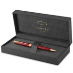 Load image into Gallery viewer, Personalized Parker Sonnet Ballpoint Pen – Red Lacquer with Gold Trim