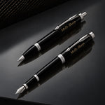 Load image into Gallery viewer, Parker IM Black Chrome Fountain Pen and Ballpoint Pen, Luxury Black Pen Set Gift Box