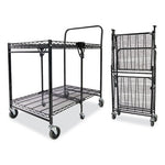 Load image into Gallery viewer, Stowaway Folding Carts, Metal, 2 Shelves, 250 Lb Capacity, 35" X 37.25" X 22", Black
