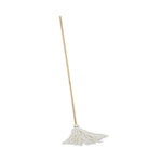 Load image into Gallery viewer, Handle/deck Mops, #16 White Rayon Head, 48" Natural Wood Handle