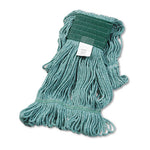 Load image into Gallery viewer, Super Loop Wet Mop Head, Cotton/synthetic Fiber, 5" Headband, Medium Size, Green, 12/carton