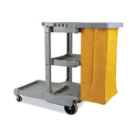 Load image into Gallery viewer, Janitor's Cart, Plastic, 4 Shelves, 1 Bin, 22" X 44" X 38", Gray