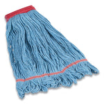 Load image into Gallery viewer, Looped-end Wet Mop Head, Cotton/rayon/polyester Blend, Large, 5" Headband, Blue