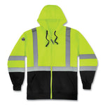 Load image into Gallery viewer, Glowear 8372 Zipup Hivis Class 3 Zip Hood Sweatshirt W/ Black Bottom, Polar Fleece, Lime, Medium, Ships In 1-3 Business Days