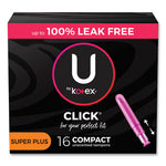 Load image into Gallery viewer, U By Kotex Click Compact Tampons, Super Plus Absorbency, 16/pack, 8 Packs/carton