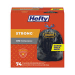 Load image into Gallery viewer, Strong Multipurpose Drawstring Trash Bags, 30 Gal, 1.1 Mil, 30" X 33", Black, 74/box