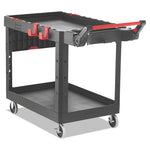 Load image into Gallery viewer, Heavy Duty Adaptable Utility Cart, Plastic, 2 Shelves, 500 Lb Capacity, 25.2" X 51.5" X 36", Black