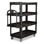 Load image into Gallery viewer, Heavy-duty Ergo Utility Cart, Plastic, 4 Shelves, 700 Lb Capacity, 24.35" X 54.1" X 62.4", Black