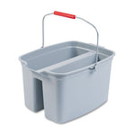 Load image into Gallery viewer, 19 Quart Double Utility Pail, Plastic, Gray, 18 X 14.5 X 10