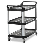 Load image into Gallery viewer, Xtra Utility Cart With Open Sides, Plastic, 3 Shelves, 300 Lb Capacity, 40.63" X 20" X 37.81", Black
