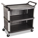 Load image into Gallery viewer, Xtra Utility Cart With Enclosed Sides And Back, Plastic, 3 Shelves, 300 Lb Capacity, 20" X 40.63" X 37.8", Black