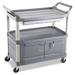 Load image into Gallery viewer, Xtra Instrument Cart With Locking Storage Area, Plastic, 3 Shelves, 300 Lb Capacity, 20" X 40.63" X 37.8", Gray