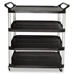 Load image into Gallery viewer, Xtra Utility Cart With Open Sides, Plastic, 4 Shelves, 400 Lb Capacity, 40.63" X 20" X 51", Black