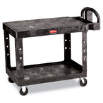 Load image into Gallery viewer, Flat Shelf Utility Cart, Plastic, 2 Shelves, 500 Lb Capacity, 25.25" X 44" X 38.13", Black
