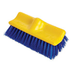 Load image into Gallery viewer, Bi-level Deck Scrub Brush, Blue Polypropylene Bristles, 10" Brush, 10" Plastic Block, Threaded Hole