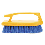 Load image into Gallery viewer, Iron-shaped Handle Scrub Brush, Blue Polypropylene Bristles, 6" Brush, 6" Yellow Plastic Handle