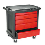 Load image into Gallery viewer, Five-drawer Mobile Workcenter, 32.63w X 19.9d X 33.5h, Black Plastic Top
