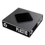 Load image into Gallery viewer, Public Square Recycling Container Lid, Square Opening, 15.25w X 15.25d X 2h, Black