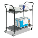 Load image into Gallery viewer, Wire Utility Cart, Metal, 2 Shelves, 400 Lb Capacity, 43.75" X 19.25" X 40.5", Black