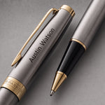 Load image into Gallery viewer, Personalized Parker Sonnet Rollerball Pen – Stainless Steel &amp; 23K Gold | Engraved Parker Pen | Luxury Executive Gift
