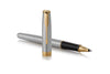 Parker Sonnet Stainless Steel GT Pen Gift Set, Gold Trim Ballpoint or Rollerball Pen, Luxury Executive Gift, Personalized Business Gift