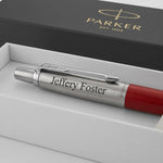 Load image into Gallery viewer, Personalized Parker Jotter Ballpoint Pen,  Red, Custom Engraved Gift for Him &amp; Her,  Doctor,  Wedding, Groomsmen, Anniversary
