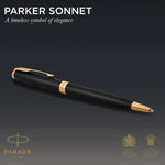 Load image into Gallery viewer, Personalized Parker Sonnet Ballpoint Pen – Matte Black Lacquer Gold Executive Gift
