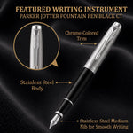 Load image into Gallery viewer, Personalized Parker Jotter Black Fountain Pen, Engraved Luxury Gift, Custom Writer's Instrument

