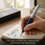 Load image into Gallery viewer, Personalized Parker Jotter Royal Blue Fountain Pen – Engraved Parker Pen, Custom Gift for Graduation, Teacher, Executive &amp; Professional
