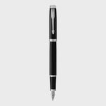 Load image into Gallery viewer, Personalized Parker IM Matte Black Fountain Pen, Engraved Chrome Trim Executive Gift

