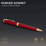 Load image into Gallery viewer, Personalized Parker Sonnet Ballpoint Pen – Red Lacquer with Gold Trim
