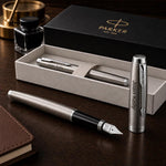 Load image into Gallery viewer, Personalized Parker IM Stainless Steel Fountain Pen, Engraved Executive Gift
