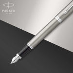 Load image into Gallery viewer, Personalized Parker IM Stainless Steel Fountain Pen, Engraved Executive Gift
