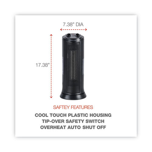 Mini Tower Ceramic Heater, 1,500 W, 7.37 X 7.37 X 17.37, Black