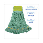 Load image into Gallery viewer, Ecomop Looped-end Mop Head, Recycled Fibers, Large Size, Green, 12/carton
