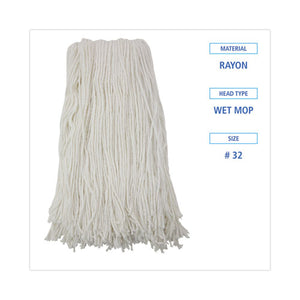 Cut-end Wet Mop Head, Rayon, No. 32, White