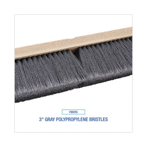 Floor Brush Head, 3" Gray Flagged Polypropylene Bristles, 18" Brush